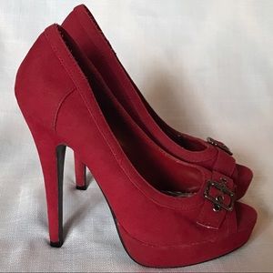 Paprika Red Suede Heels